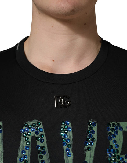 Dolce & Gabbana Black Have Fun Embellished Crew Neck T-shirt - HBPS Beauty & Fashion