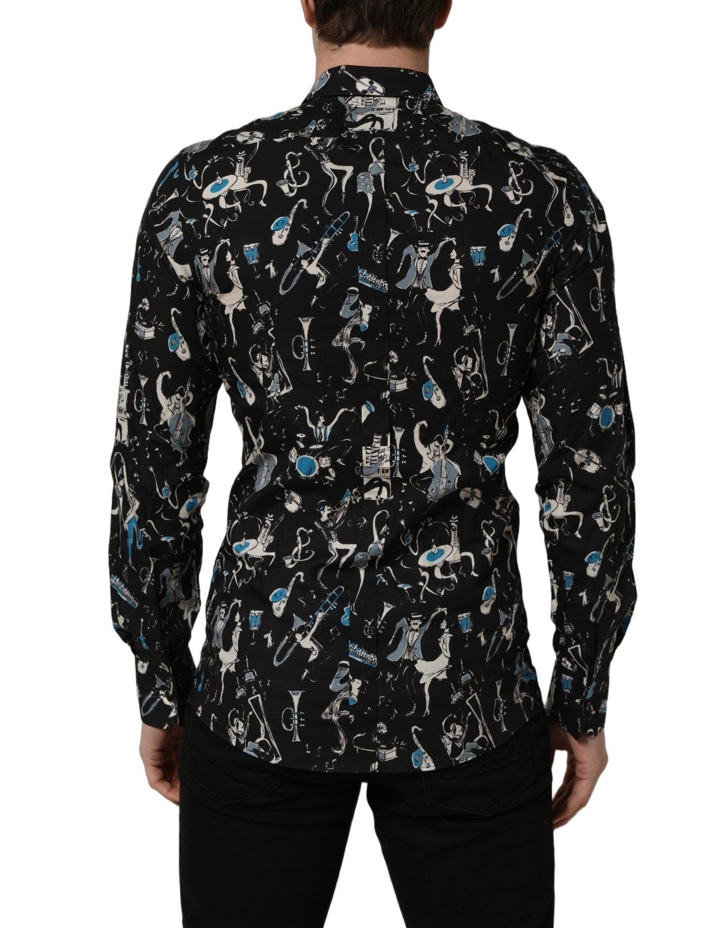 Dolce & Gabbana Black Jazz Club Cotton GOLD Fit Dress Shirt - HBPS Beauty & Fashion
