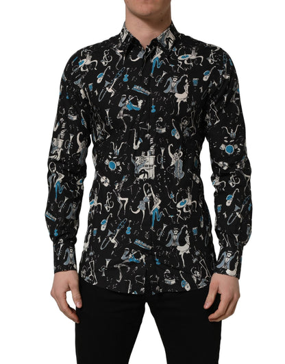Dolce & Gabbana Black Jazz Club Cotton GOLD Fit Dress Shirt - HBPS Beauty & Fashion