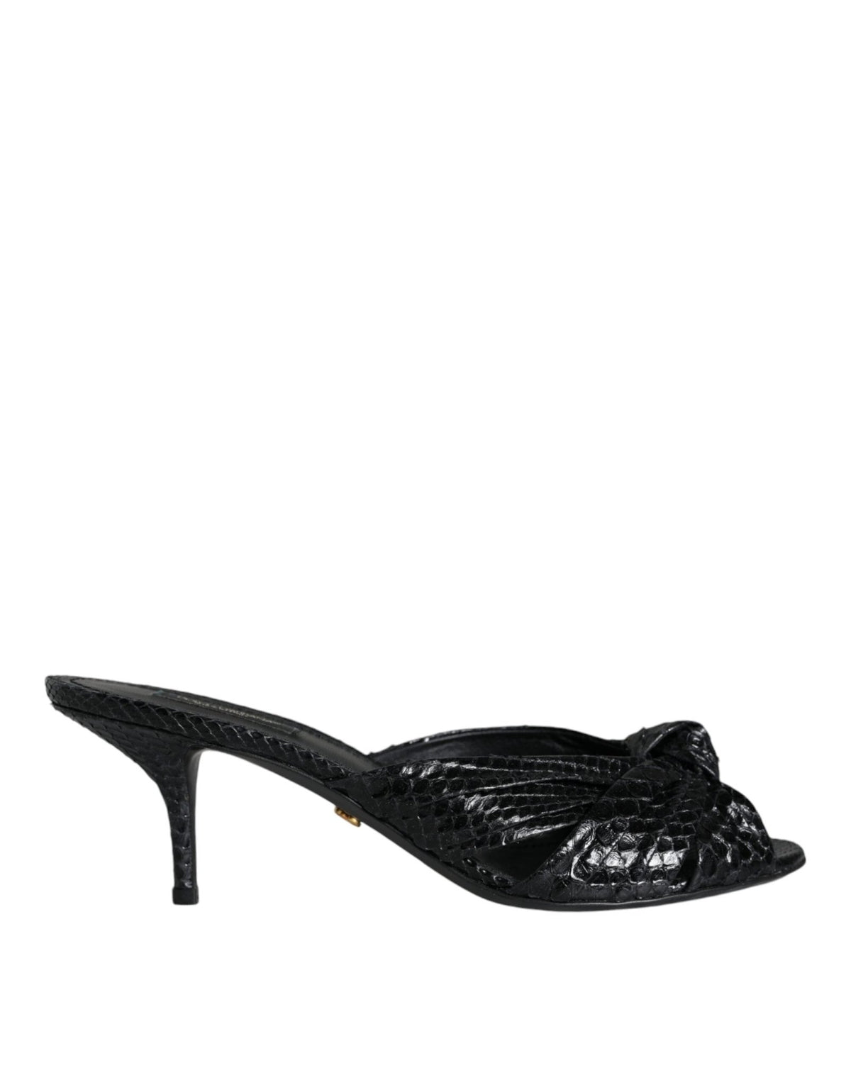 Dolce & Gabbana Black Leather Heels Slides Sandals Shoes - HBPS Beauty & Fashion