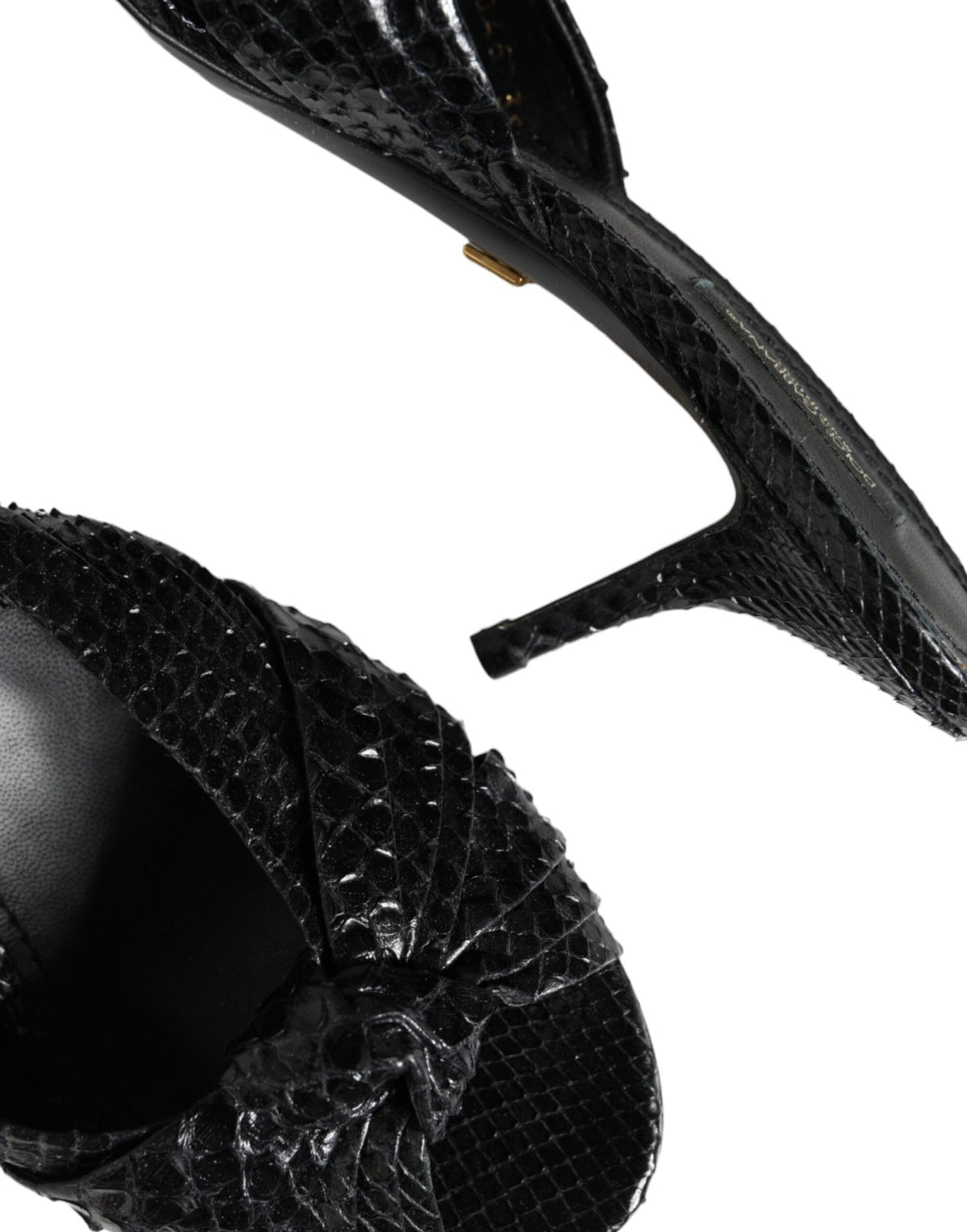 Dolce & Gabbana Black Leather Heels Slides Sandals Shoes - HBPS Beauty & Fashion