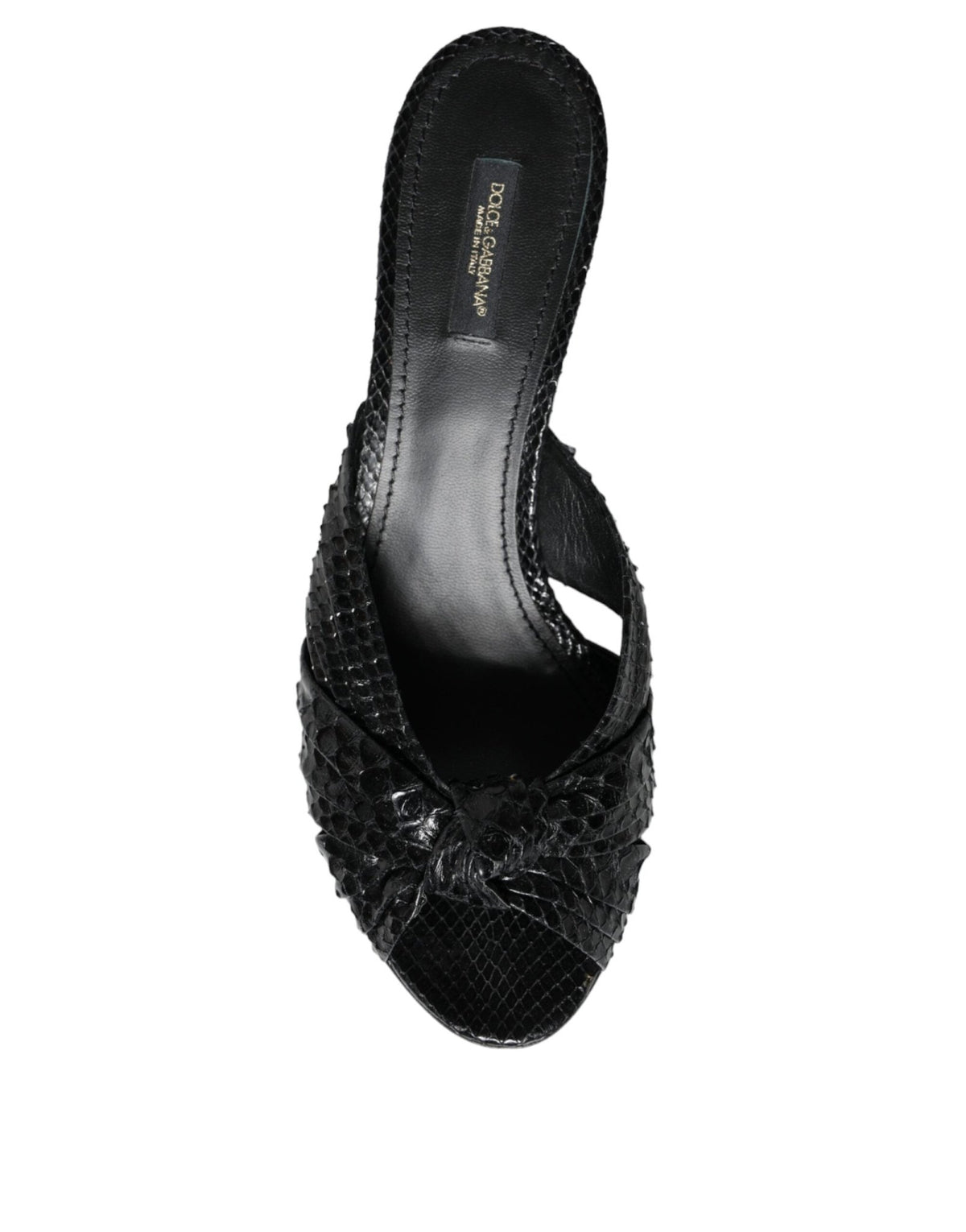 Dolce & Gabbana Black Leather Heels Slides Sandals Shoes - HBPS Beauty & Fashion