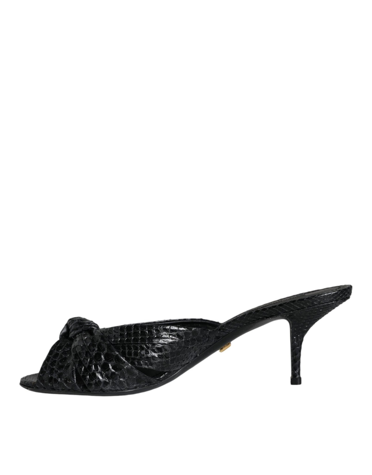 Dolce & Gabbana Black Leather Heels Slides Sandals Shoes - HBPS Beauty & Fashion