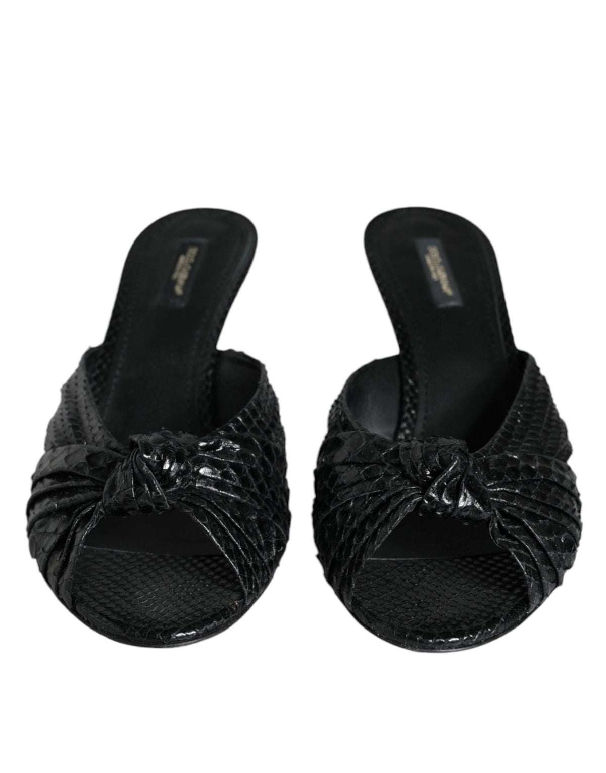 Dolce & Gabbana Black Leather Heels Slides Sandals Shoes - HBPS Beauty & Fashion
