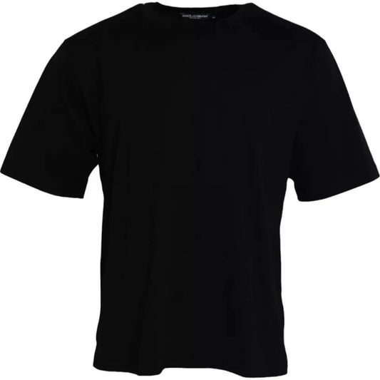 Dolce & Gabbana Black Logo Embossed Cotton Crew Neck T-shirt - HBPS Beauty & Fashion