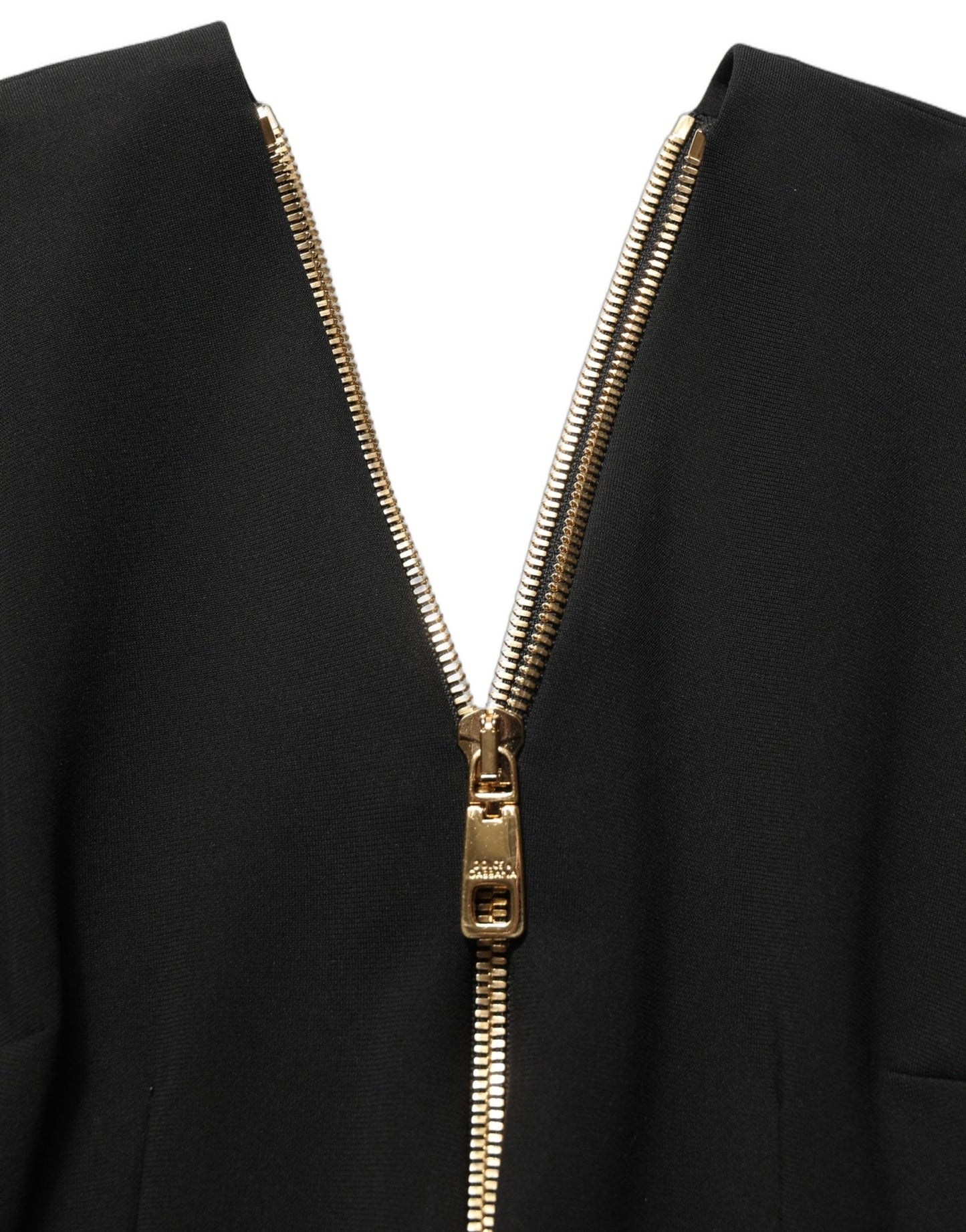 Dolce & Gabbana Black Long Sleeves Front Zipper Midi Dress - HBPS Beauty & Fashion
