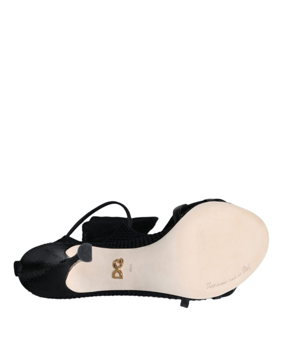 Dolce & Gabbana Black Mesh Stiletto Heels Sandals Shoes - HBPS Beauty & Fashion