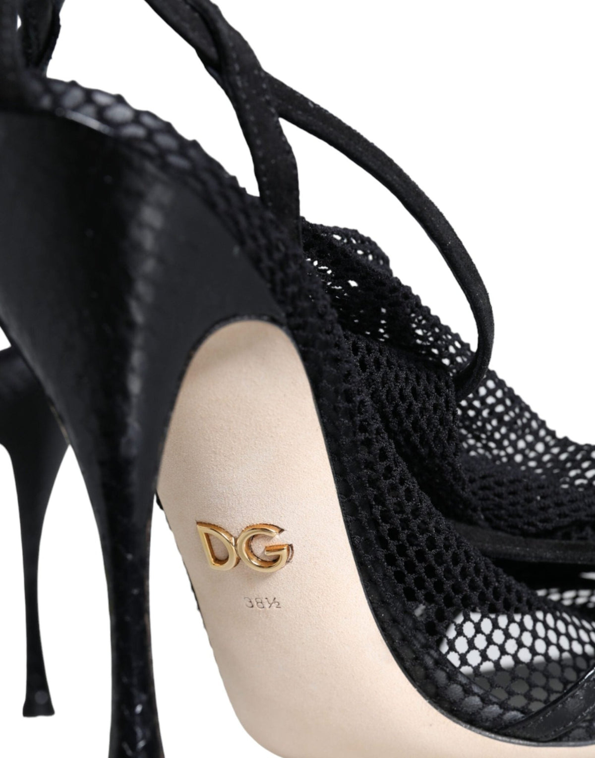 Dolce & Gabbana Black Mesh Stiletto Heels Sandals Shoes - HBPS Beauty & Fashion