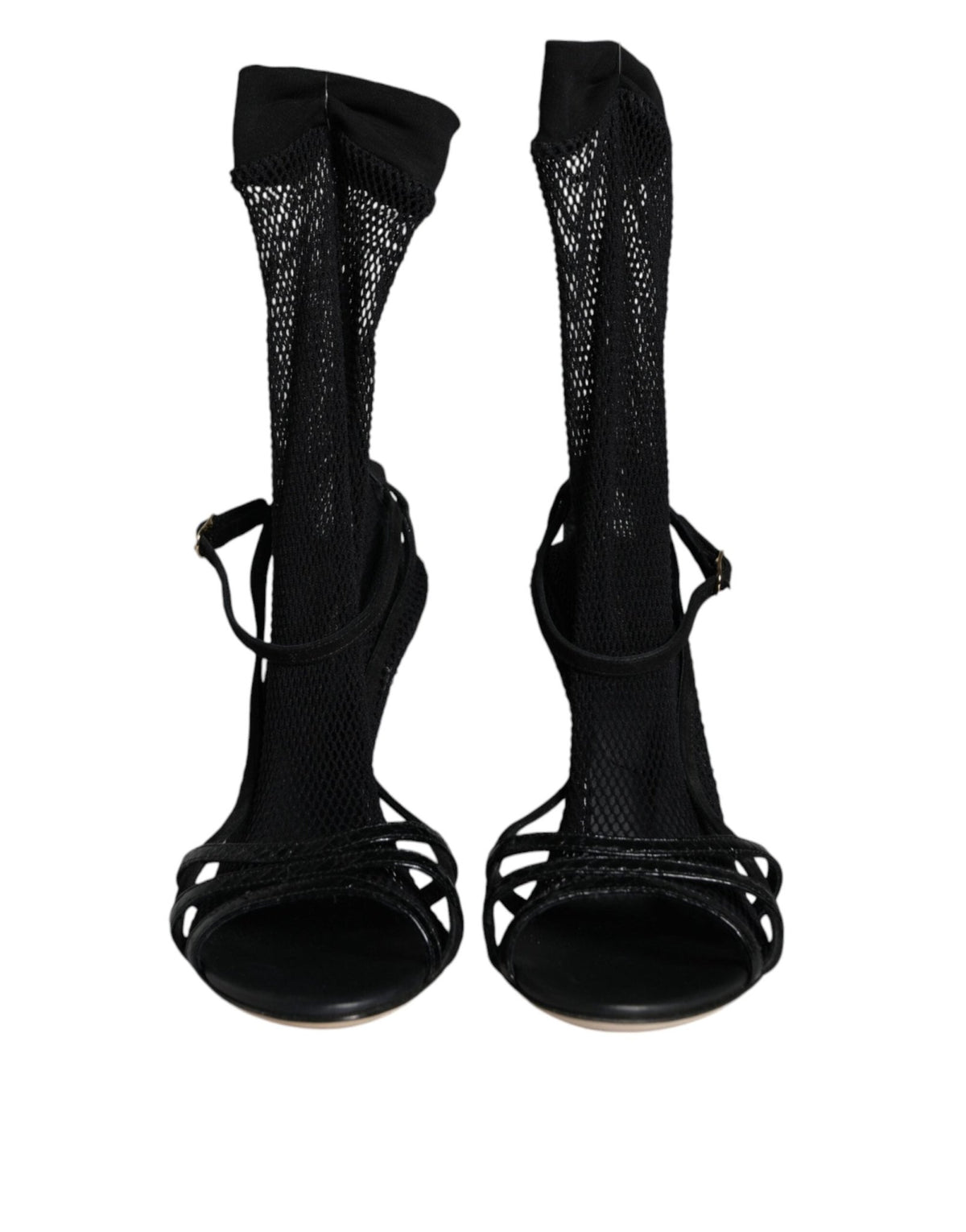 Dolce & Gabbana Black Mesh Stiletto Heels Sandals Shoes - HBPS Beauty & Fashion