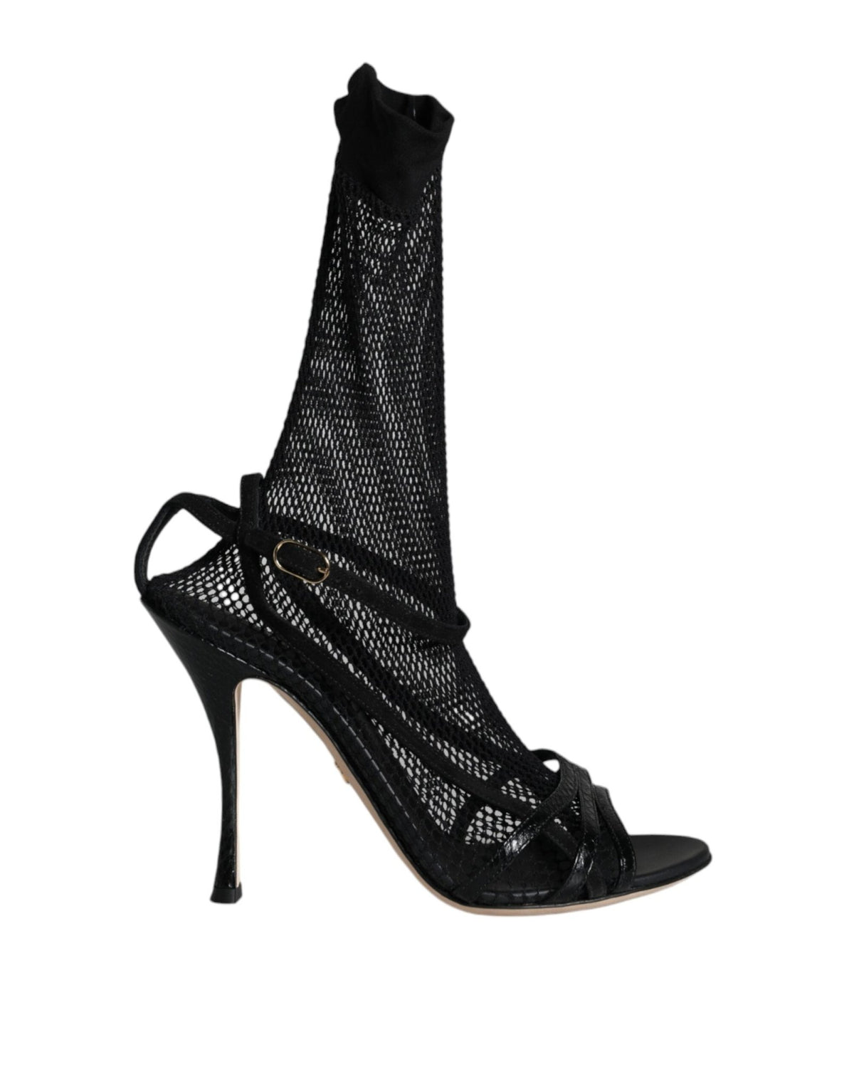 Dolce & Gabbana Black Mesh Stiletto Heels Sandals Shoes - HBPS Beauty & Fashion