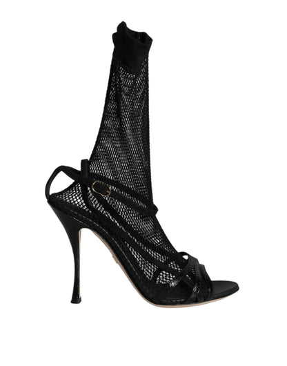 Dolce & Gabbana Black Mesh Stiletto Heels Sandals Shoes - HBPS Beauty & Fashion