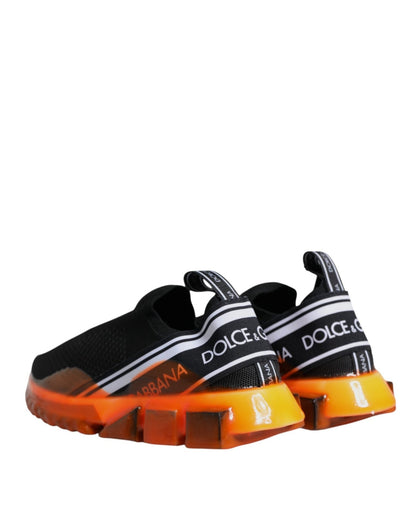 Dolce & Gabbana Black Orange Sorrento Slip On Sneakers Shoes - HBPS Beauty & Fashion