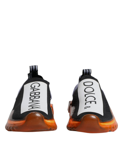 Dolce & Gabbana Black Orange Sorrento Slip On Sneakers Shoes - HBPS Beauty & Fashion