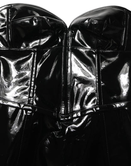 Dolce & Gabbana Black Patent Leather Corset Style Mini Dress - HBPS Beauty & Fashion