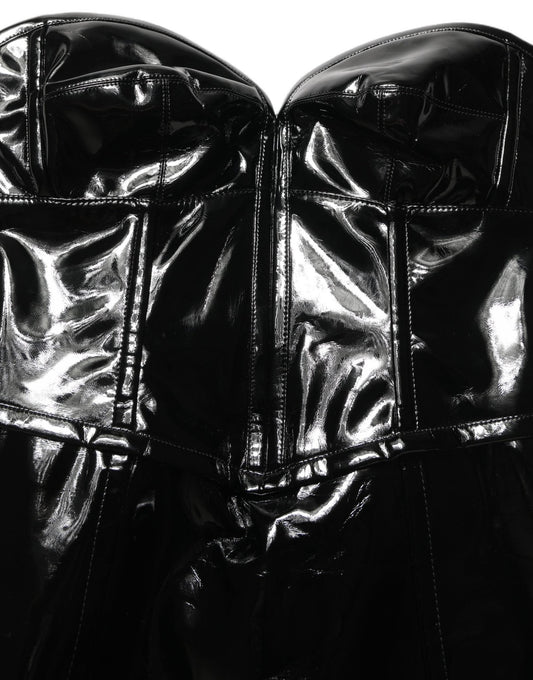 Dolce & Gabbana Black Patent Leather Corset Style Mini Dress - HBPS Beauty & Fashion