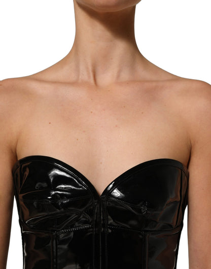 Dolce & Gabbana Black Patent Leather Corset Style Mini Dress - HBPS Beauty & Fashion