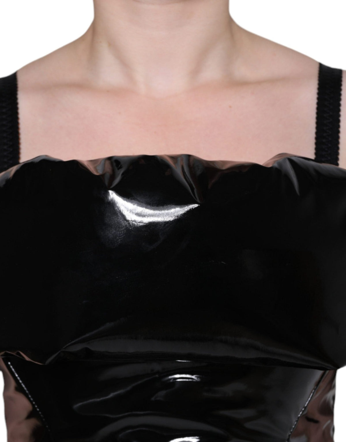 Dolce & Gabbana Black Polyester Ruched Coated Mini Dress - HBPS Beauty & Fashion
