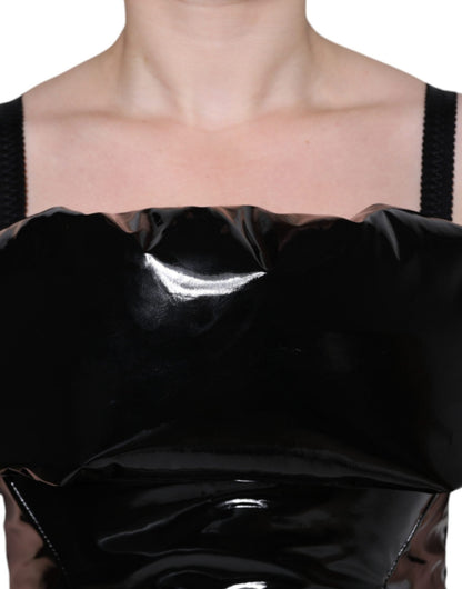 Dolce & Gabbana Black Polyester Ruched Coated Mini Dress - HBPS Beauty & Fashion