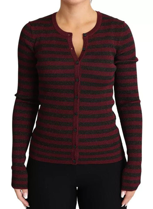 Dolce & Gabbana Black Red Striped Womens Cardigan Sweater - HBPS Beauty & Fashion
