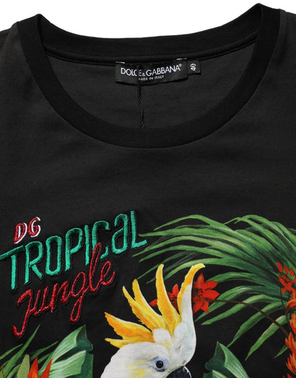 Dolce & Gabbana Black Tropical Print Cotton Round Neck T-Shirt - HBPS Beauty & Fashion
