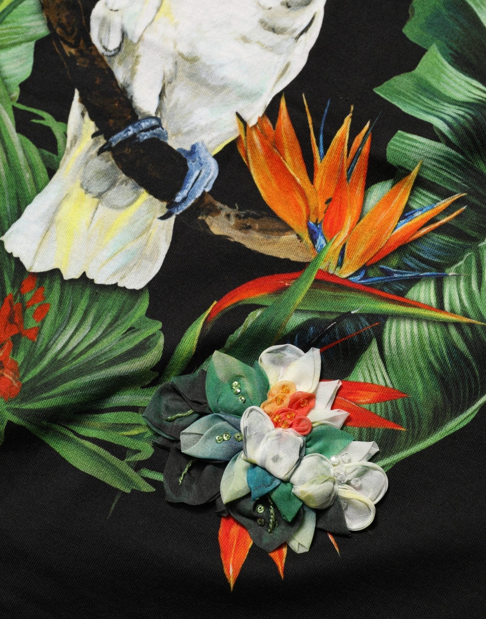 Dolce & Gabbana Black Tropical Print Cotton Round Neck T-Shirt - HBPS Beauty & Fashion