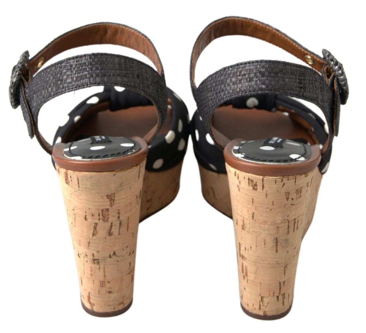 Dolce & Gabbana Black Wedges Polka Dotted Ankle Strap Shoes Sandals - HBPS Beauty & Fashion