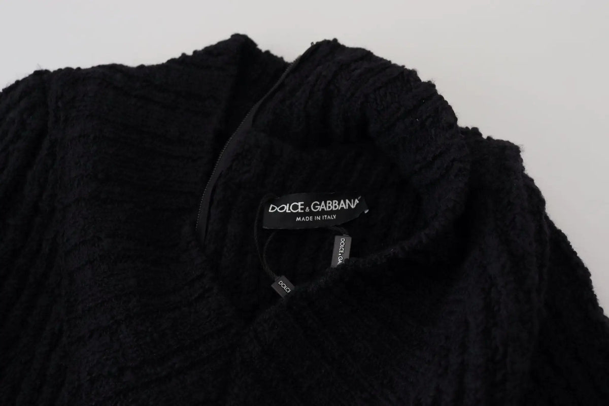 Dolce & Gabbana Black Wool Knitted Sheath Sweater Dress - HBPS Beauty & Fashion