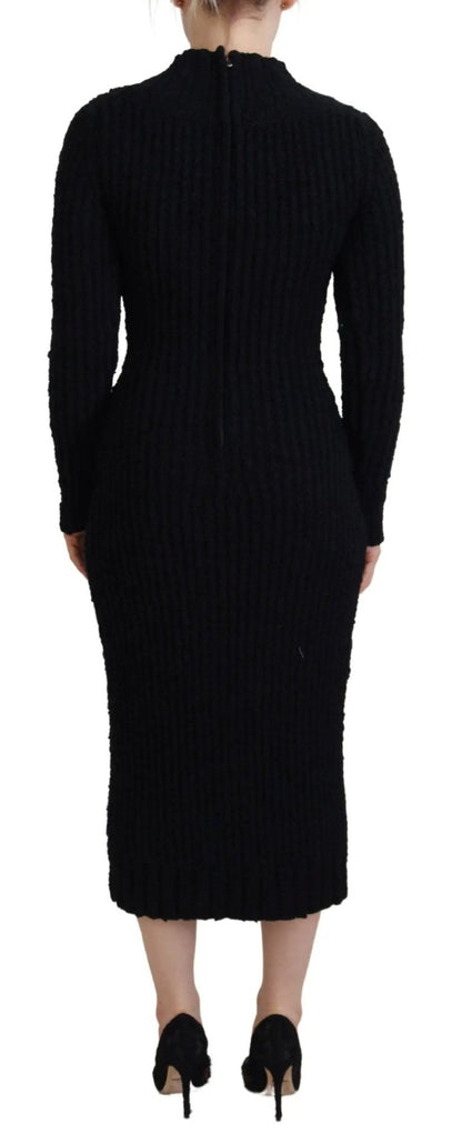 Dolce & Gabbana Black Wool Knitted Sheath Sweater Dress - HBPS Beauty & Fashion