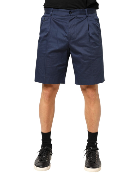 Dolce & Gabbana Blue Cotton Stretch Mid Waist Bermuda Shorts - HBPS Beauty & Fashion