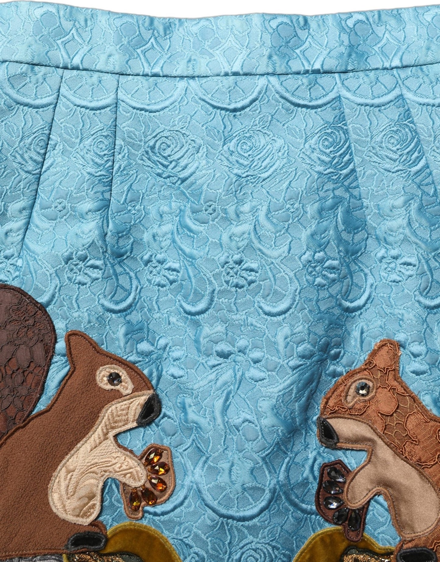 Dolce & Gabbana Blue Jacquard Embroidered A-line Skirt - HBPS Beauty & Fashion