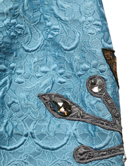 Dolce & Gabbana Blue Jacquard Embroidered A-line Skirt - HBPS Beauty & Fashion