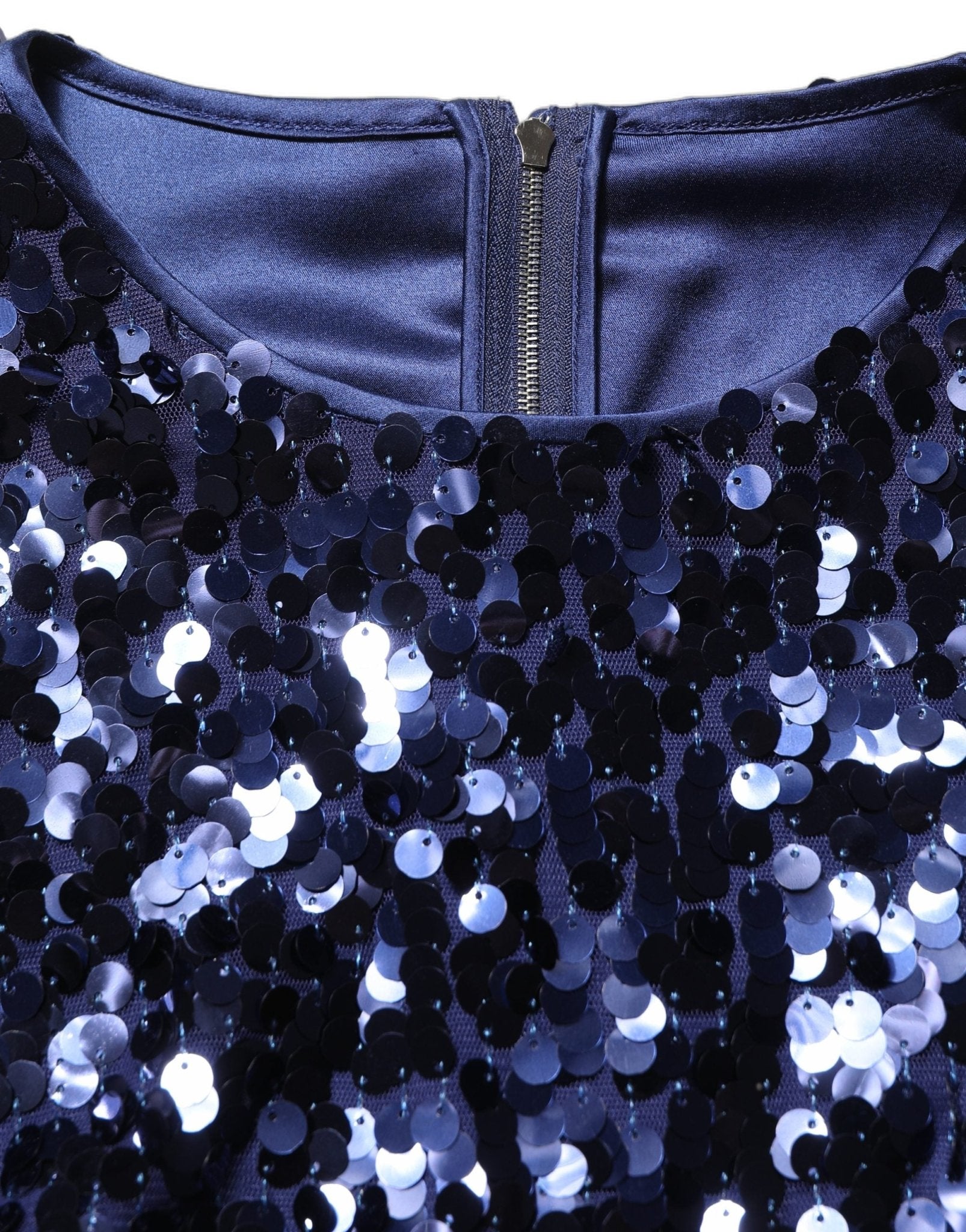 Dolce & Gabbana Blue Sequined Long Sleeves Crop Blouse Top - HBPS Beauty & Fashion