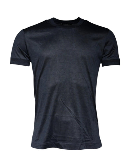 Dolce & Gabbana Blue Silk Crew Neck Short Sleeves Men T-shirt - HBPS Beauty & Fashion