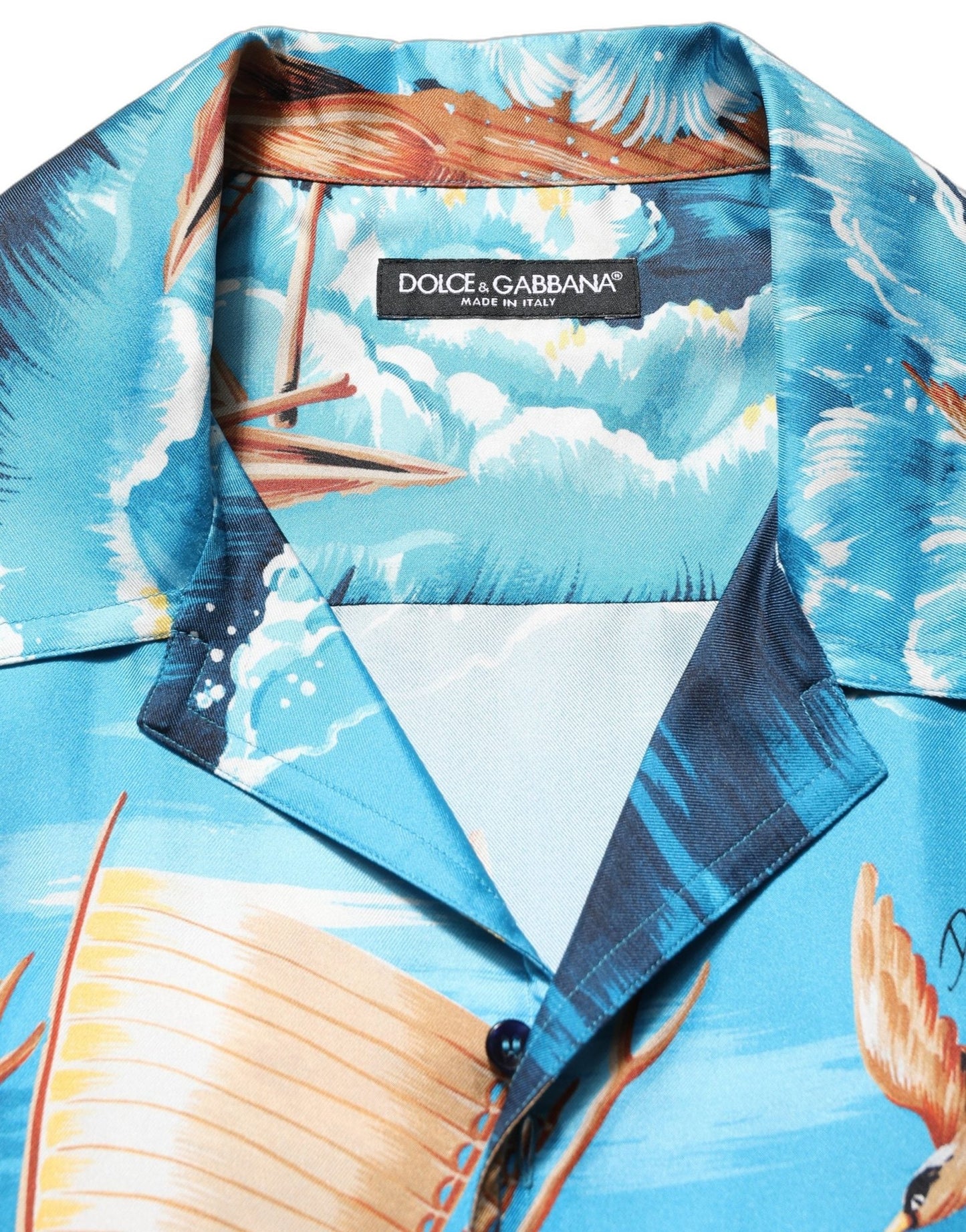 Dolce & Gabbana Blue Silk Twill Hawaiian GraphicPrint Shirt - HBPS Beauty & Fashion