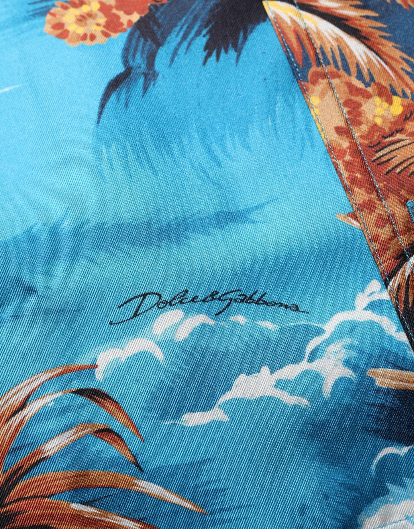 Dolce & Gabbana Blue Silk Twill Hawaiian GraphicPrint Shirt - HBPS Beauty & Fashion