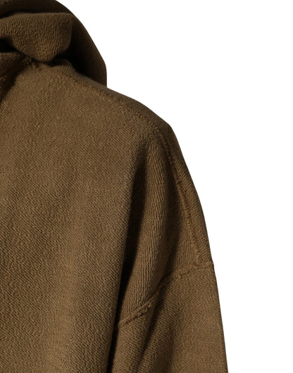Dolce & Gabbana Brown Cotton Logo Coin Hooded Pullover Sweater - HBPS Beauty & Fashion
