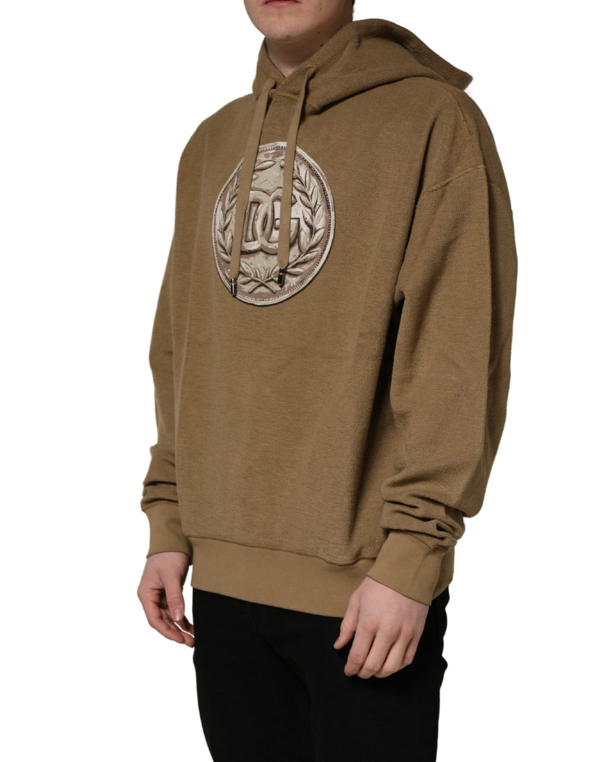 Dolce & Gabbana Brown Cotton Logo Coin Hooded Pullover Sweater - HBPS Beauty & Fashion