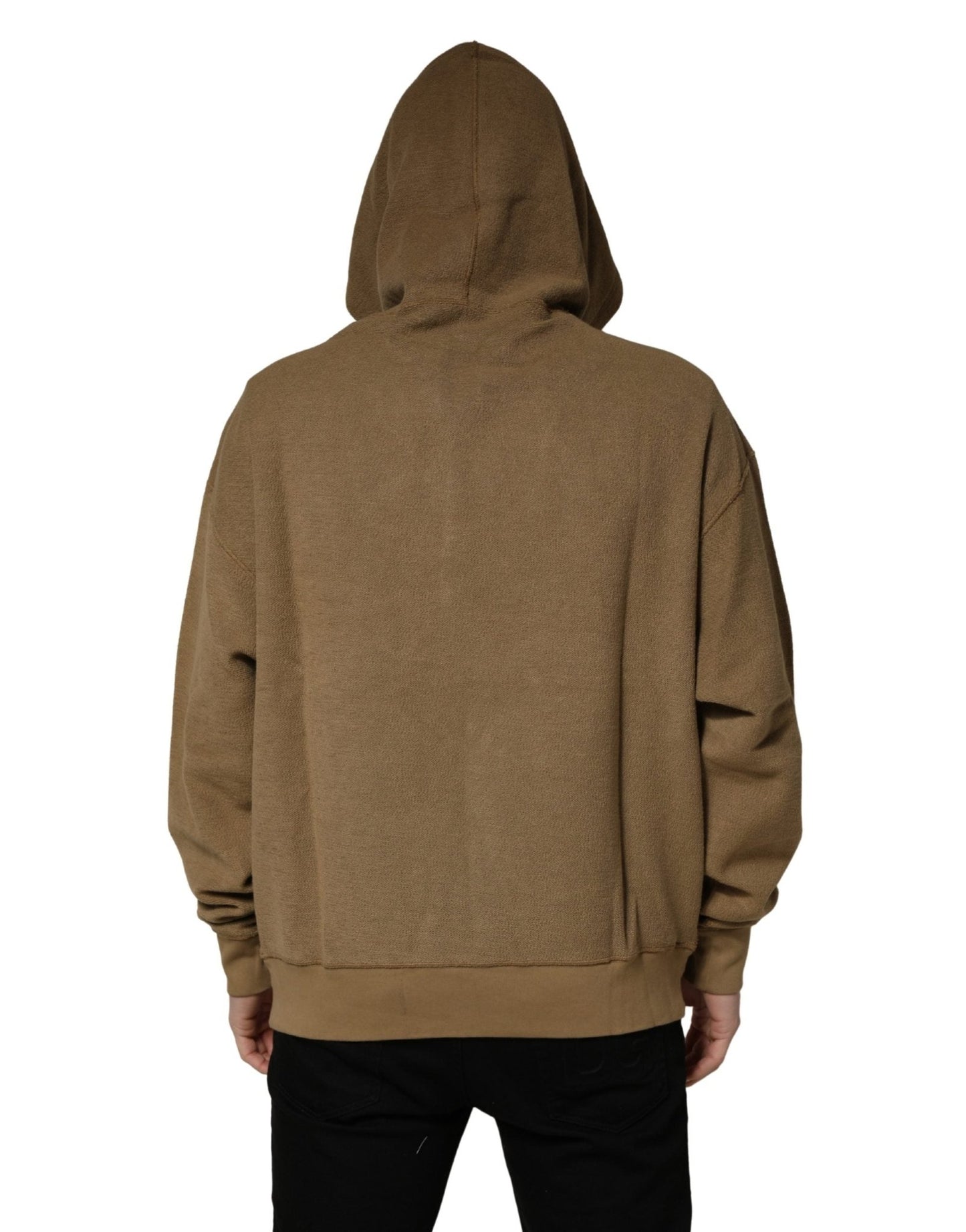 Dolce & Gabbana Brown Cotton Logo Coin Hooded Pullover Sweater - HBPS Beauty & Fashion