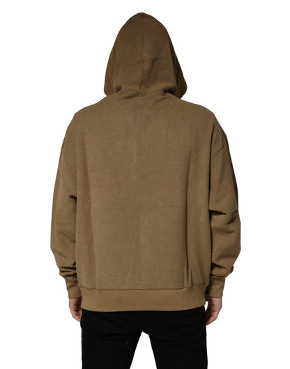 Dolce & Gabbana Brown Cotton Logo Coin Hooded Pullover Sweater - HBPS Beauty & Fashion