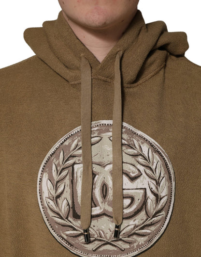 Dolce & Gabbana Brown Cotton Logo Coin Hooded Pullover Sweater - HBPS Beauty & Fashion