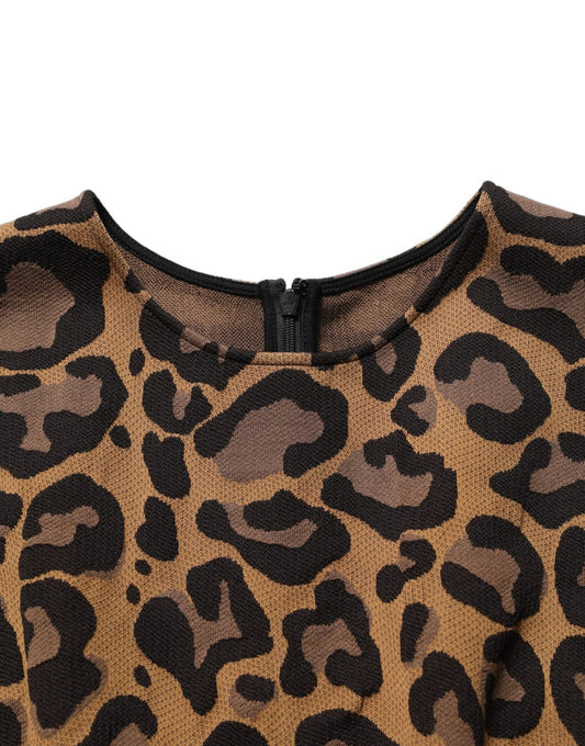 Dolce & Gabbana Brown Leopard Jacquard Knee Length Dress - HBPS Beauty & Fashion