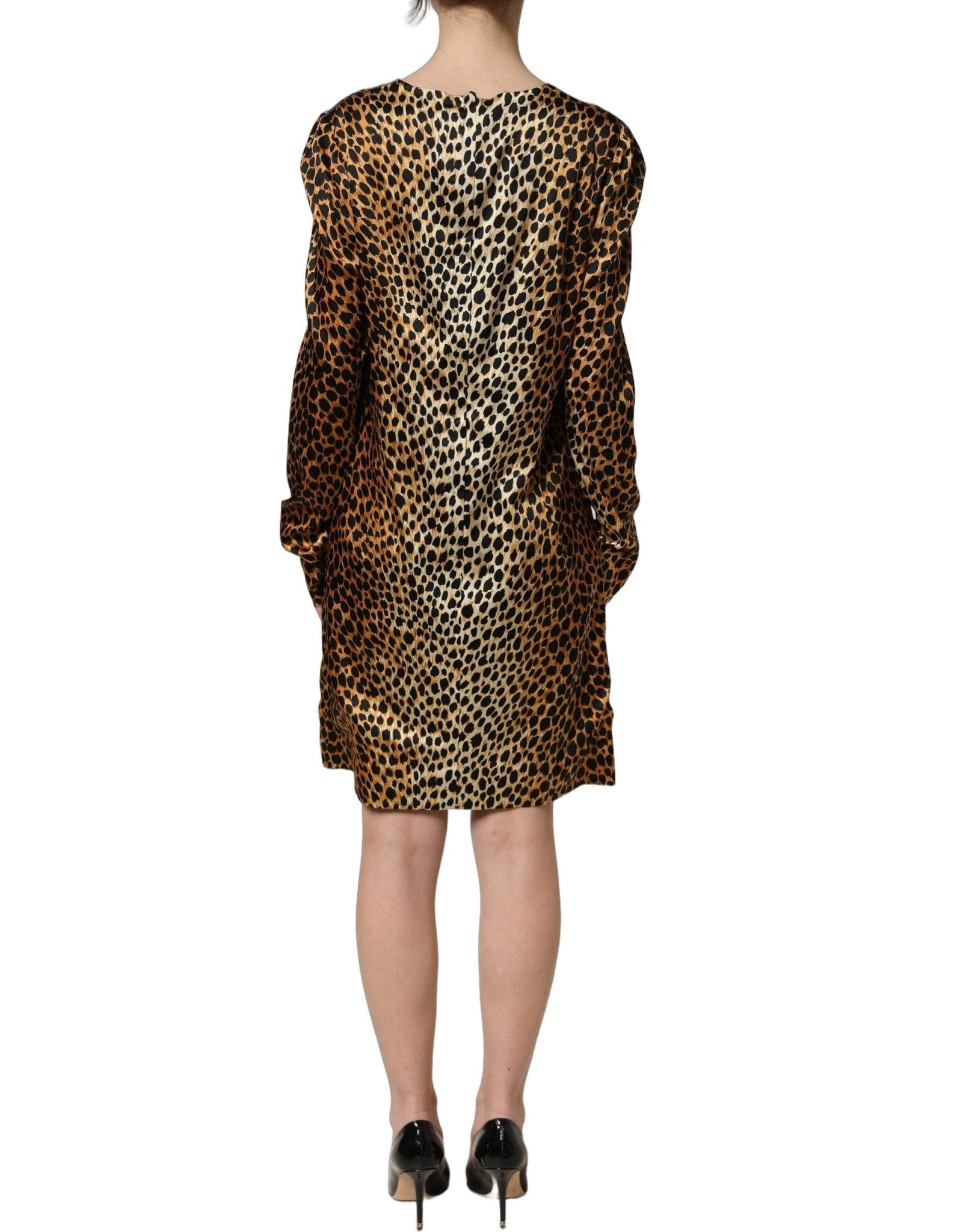 Dolce & Gabbana Brown Ocelot Print Long Sleeve Mini Dress - HBPS Beauty & Fashion