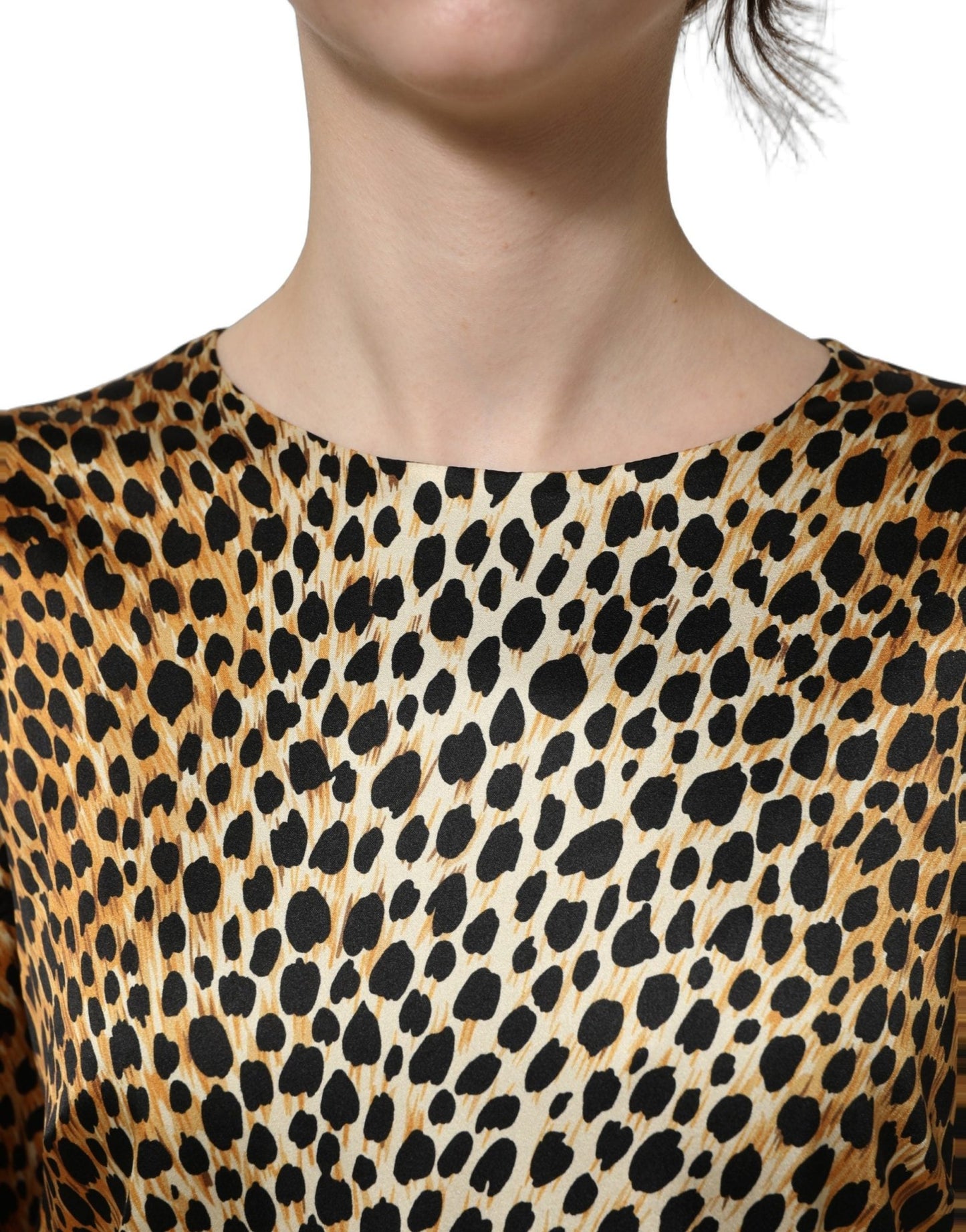 Dolce & Gabbana Brown Ocelot Print Long Sleeve Mini Dress - HBPS Beauty & Fashion