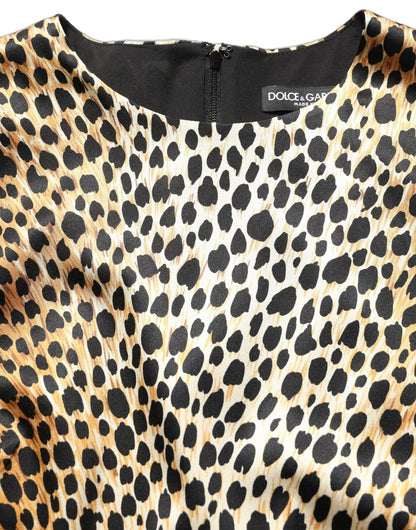 Dolce & Gabbana Brown Ocelot Print Long Sleeve Mini Dress - HBPS Beauty & Fashion
