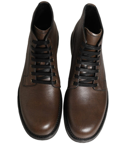 Dolce & Gabbana Brown Perugino Leather Men Ankle Boots Shoes - HBPS Beauty & Fashion