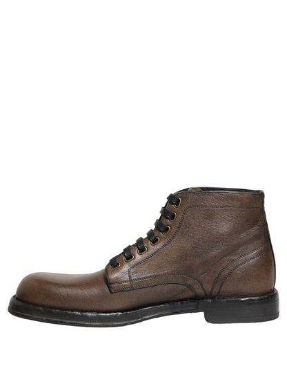 Dolce & Gabbana Brown Perugino Leather Men Ankle Boots Shoes - HBPS Beauty & Fashion