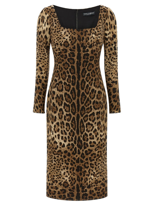 Dolce & Gabbana Brown Viscose Midi Dress - HBPS Beauty & Fashion
