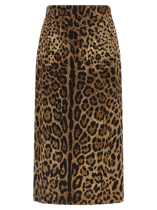 Dolce & Gabbana Brown Viscose Midi Skirt - HBPS Beauty & Fashion