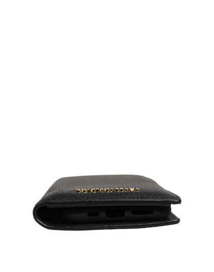 Dolce & Gabbana Case Flip Cover Black Calf Leather iPhone11 PRO Phone - HBPS Beauty & Fashion