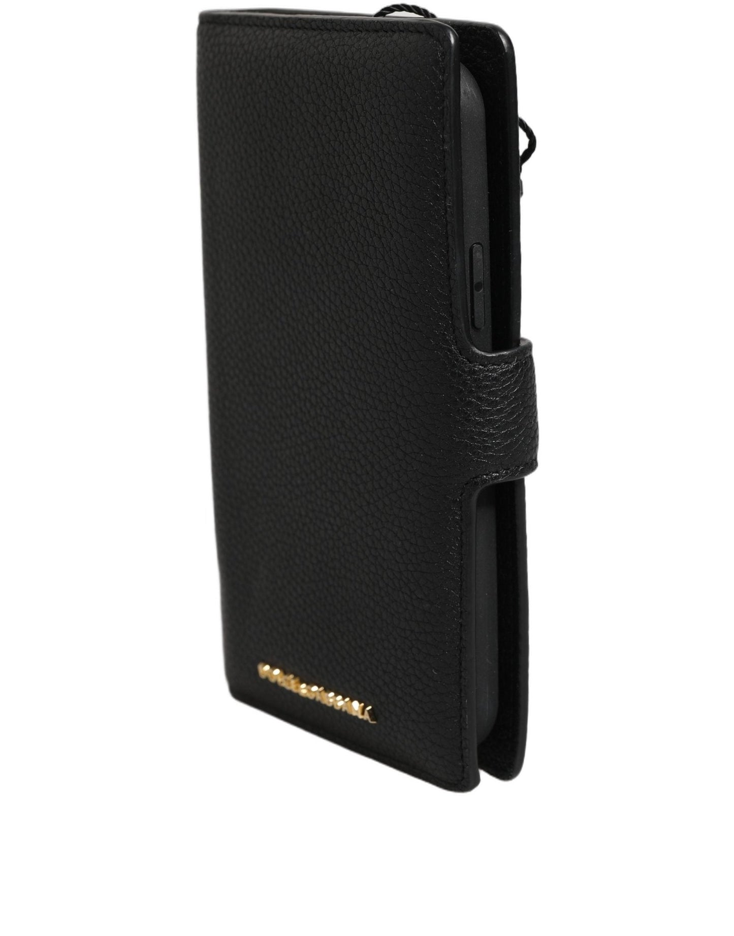 Dolce & Gabbana Case Flip Cover Black Calf Leather iPhone11 PRO Phone - HBPS Beauty & Fashion